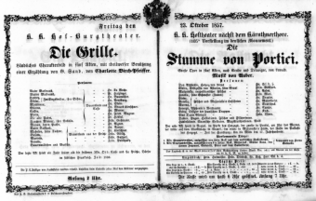 Theaterzettel (Oper und Burgtheater in Wien) 18571023 Seite: 1