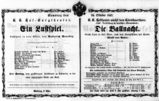 Theaterzettel (Oper und Burgtheater in Wien) 18571024 Seite: 1