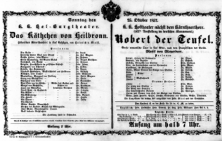 Theaterzettel (Oper und Burgtheater in Wien) 18571025 Seite: 1