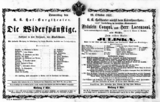 Theaterzettel (Oper und Burgtheater in Wien) 18571029 Seite: 1