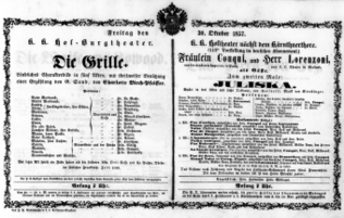 Theaterzettel (Oper und Burgtheater in Wien) 18571030 Seite: 1
