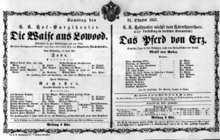 Theaterzettel (Oper und Burgtheater in Wien) 18571031 Seite: 1