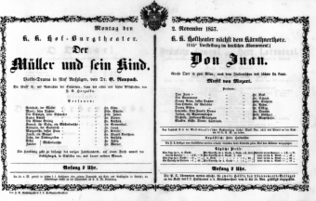 Theaterzettel (Oper und Burgtheater in Wien) 18571102 Seite: 1