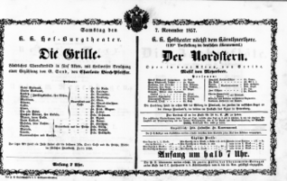Theaterzettel (Oper und Burgtheater in Wien) 18571107 Seite: 1
