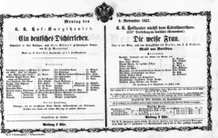 Theaterzettel (Oper und Burgtheater in Wien) 18571109 Seite: 1