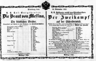 Theaterzettel (Oper und Burgtheater in Wien) 18571110 Seite: 1