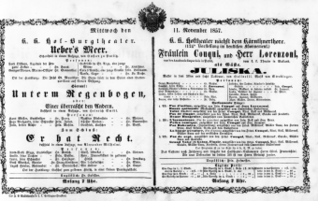 Theaterzettel (Oper und Burgtheater in Wien) 18571111 Seite: 1