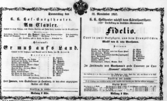 Theaterzettel (Oper und Burgtheater in Wien) 18571112 Seite: 1