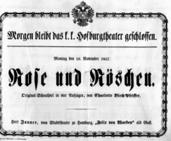 Theaterzettel (Oper und Burgtheater in Wien) 18571116 Seite: 1