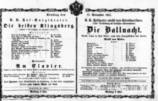 Theaterzettel (Oper und Burgtheater in Wien) 18571117 Seite: 1