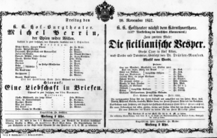 Theaterzettel (Oper und Burgtheater in Wien) 18571120 Seite: 1