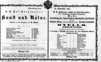 Theaterzettel (Oper und Burgtheater in Wien) 18571121 Seite: 1