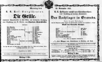 Theaterzettel (Oper und Burgtheater in Wien) 18571123 Seite: 1