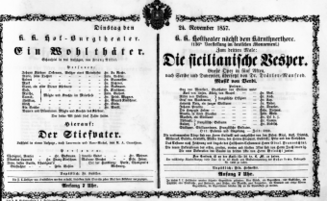Theaterzettel (Oper und Burgtheater in Wien) 18571124 Seite: 1