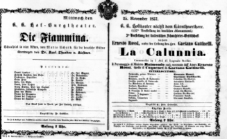 Theaterzettel (Oper und Burgtheater in Wien) 18571125 Seite: 1