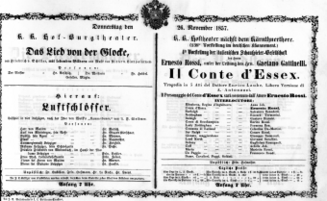 Theaterzettel (Oper und Burgtheater in Wien) 18571126 Seite: 1