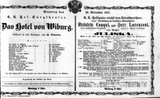 Theaterzettel (Oper und Burgtheater in Wien) 18571129 Seite: 1