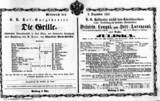 Theaterzettel (Oper und Burgtheater in Wien) 18571202 Seite: 1