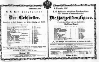Theaterzettel (Oper und Burgtheater in Wien) 18571203 Seite: 1