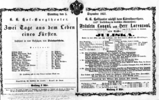 Theaterzettel (Oper und Burgtheater in Wien) 18571205 Seite: 1
