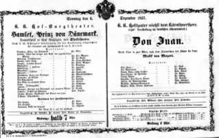 Theaterzettel (Oper und Burgtheater in Wien) 18571206 Seite: 1
