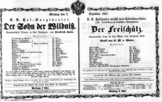 Theaterzettel (Oper und Burgtheater in Wien) 18571207 Seite: 1