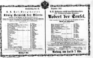 Theaterzettel (Oper und Burgtheater in Wien) 18571210 Seite: 1