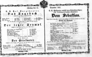 Theaterzettel (Oper und Burgtheater in Wien) 18571211 Seite: 1