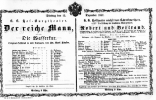 Theaterzettel (Oper und Burgtheater in Wien) 18571215 Seite: 1