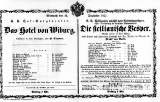 Theaterzettel (Oper und Burgtheater in Wien) 18571216 Seite: 1