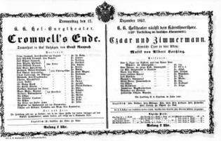 Theaterzettel (Oper und Burgtheater in Wien) 18571217 Seite: 1
