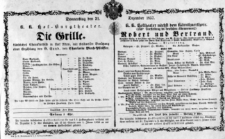 Theaterzettel (Oper und Burgtheater in Wien) 18571231 Seite: 1