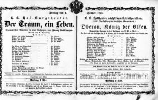 Theaterzettel (Oper und Burgtheater in Wien) 18580101 Seite: 1
