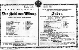 Theaterzettel (Oper und Burgtheater in Wien) 18580103 Seite: 1
