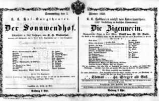 Theaterzettel (Oper und Burgtheater in Wien) 18580107 Seite: 1