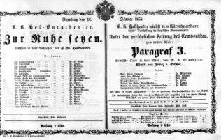 Theaterzettel (Oper und Burgtheater in Wien) 18580116 Seite: 1