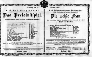 Theaterzettel (Oper und Burgtheater in Wien) 18580119 Seite: 1