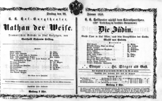 Theaterzettel (Oper und Burgtheater in Wien) 18580122 Seite: 1