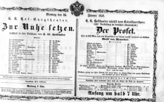 Theaterzettel (Oper und Burgtheater in Wien) 18580125 Seite: 1