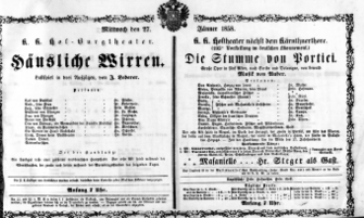 Theaterzettel (Oper und Burgtheater in Wien) 18580127 Seite: 1