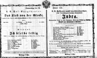 Theaterzettel (Oper und Burgtheater in Wien) 18580128 Seite: 1