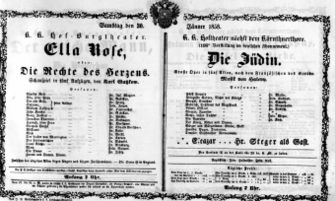 Theaterzettel (Oper und Burgtheater in Wien) 18580130 Seite: 1