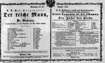 Theaterzettel (Oper und Burgtheater in Wien) 18580131 Seite: 1