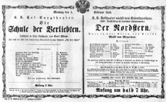 Theaterzettel (Oper und Burgtheater in Wien) 18580201 Seite: 1