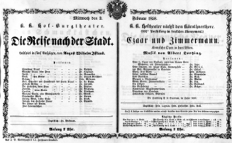 Theaterzettel (Oper und Burgtheater in Wien) 18580203 Seite: 1