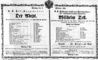 Theaterzettel (Oper und Burgtheater in Wien) 18580208 Seite: 1
