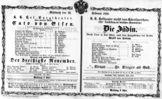 Theaterzettel (Oper und Burgtheater in Wien) 18580210 Seite: 1