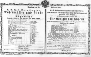 Theaterzettel (Oper und Burgtheater in Wien) 18580220 Seite: 1