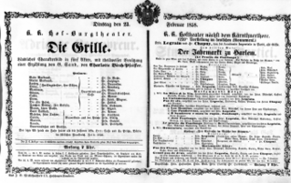 Theaterzettel (Oper und Burgtheater in Wien) 18580223 Seite: 1
