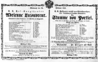 Theaterzettel (Oper und Burgtheater in Wien) 18580224 Seite: 1